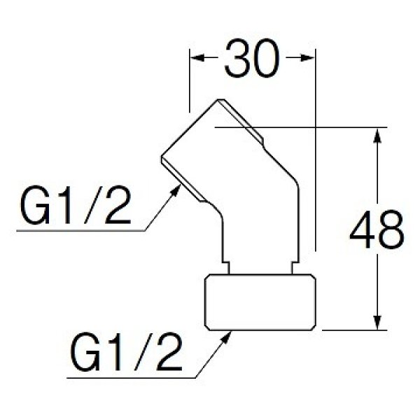画像2: 水栓金具 三栄水栓　JT843-2-13　配管用品 片ナット付45°エルボ (2)