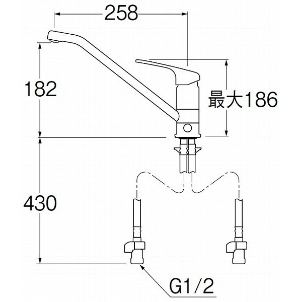 画像2: 水栓金具 三栄水栓　K87111EBJV-13　ワンホールシングルレバー式 シングルワンホール分岐混合栓 キッチン用 (2)