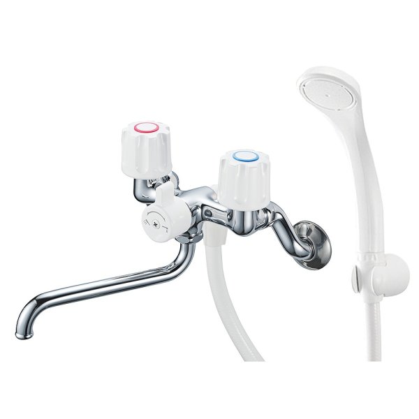 画像1: 水栓金具 三栄水栓　SK11-W-13　壁付ツーバルブ ツーバルブシャワー混合栓 共用形 バスルーム用 (1)