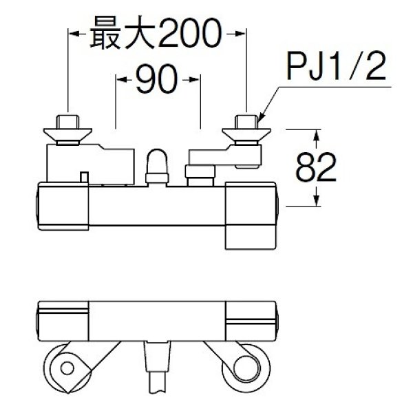 画像2: 水栓金具 三栄水栓　SK18C-S5-N　壁付サーモスタット式 サーモシャワー混合栓 バスルーム用 (2)