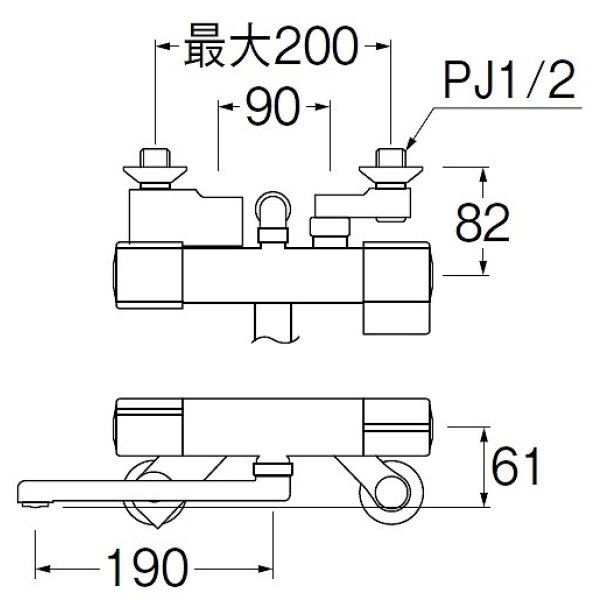 画像2: 水栓金具 三栄水栓　SK18CS76K-13　壁付サーモスタット式 サーモ混合栓 浄水ファインバブル付 バスルーム用 寒冷地用 (2)