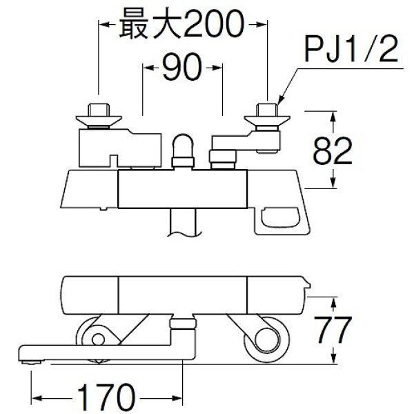 画像2: 水栓金具 三栄水栓　SK18141K-S9L17　壁付サーモスタット式 サーモシャワー混合栓 バスルーム用 寒冷地用 (2)