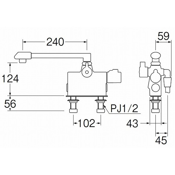 画像2: 水栓金具 三栄水栓　SK78DK-W-13　台付サーモスタット式 サーモデッキシャワー混合栓 バスルーム用 寒冷地用 (2)