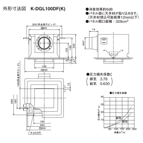 画像2: ダイキン　K-DGL100DK　換気扇 ベンティエール 付加機能関連部材 薄形給排気グリル(消音形) ブラック [♪■] (2)