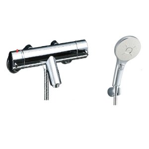 画像: INAX/LIXIL　BF-E147TNSMM　水栓金具 洗い場専用 サーモスタット付シャワーバス水栓 エコアクアスイッチシャワー 寒冷地 逆止弁付 めっき仕様 [★]