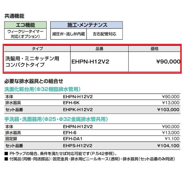 画像3: 【在庫あり】INAX/LIXIL　EHPN-H12V2　ゆプラス 洗髪用・ミニキッチン用 コンパクトタイプ 本体 [☆2] (3)