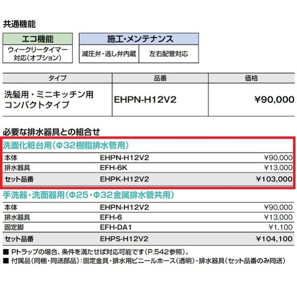 画像3: 【在庫あり】INAX/LIXIL　EHPK-H12V2 (EHPN-H12V2+EFH-6K)　ゆプラス 洗髪用・ミニキッチン用 コンパクトタイプ 排水器具セット [☆2] (3)