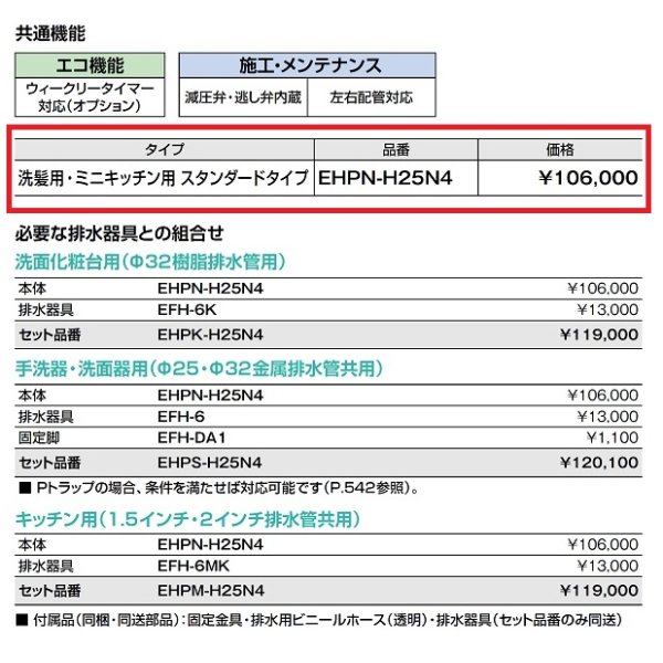 画像3: 【在庫あり】INAX/LIXIL　EHPN-H25N4　ゆプラス 洗髪用・ミニキッチン用 スタンダードタイプ 本体 [☆2] (3)