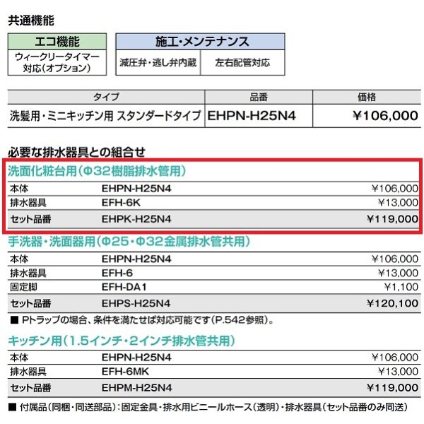 画像3: 【在庫あり】INAX/LIXIL　EHPK-H25N4 (EHPN-H25N4+EFH-6K)　ゆプラス 洗髪用・ミニキッチン用 スタンダードタイプ 排水器具セット [☆2] (3)