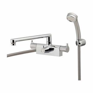 画像: 水栓金具 カクダイ　152-213　2ハンドルシャワー混合栓(台付) 一時止水