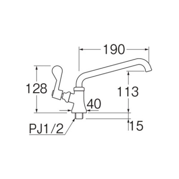 画像2: 水栓金具 三栄水栓　A5371L-13　厨房用立形上向自在水栓(左ハンドル)［共用形］ (2)