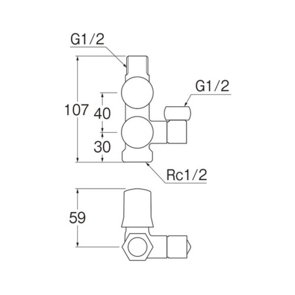 画像2: 水栓金具 三栄水栓　B3111A-R2-13　スマートヘッダー［共用形］ (2)