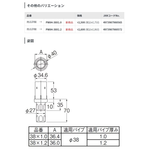 画像2: 水栓金具 部品 三栄水栓　PW84-38×1.0　厨房ステンレスシンク用アジャスト脚 (2)