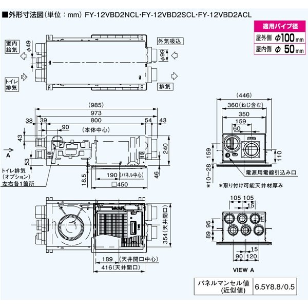 画像2: パナソニック　FY-12VBD2NCL　換気扇 気調システム 熱交換気ユニット カセット形(DCモーター) 120m3/h 温・湿度センサー付 AiSEG2対応 リモコン同梱 [♪◇] (2)