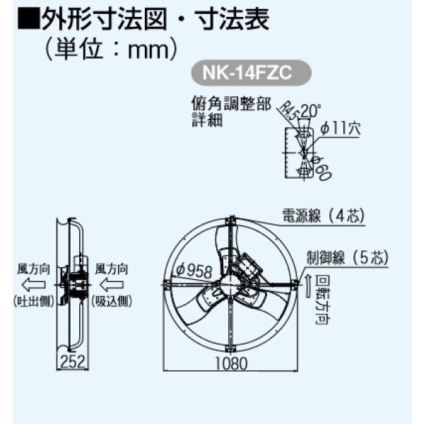 画像2: パナソニック　NK-14FZC　換気扇 畜産用 羽根径100cm 吊下げタイプ インバータファン ガード無し 50/60Hz 換気・送風機器 [♪◇] (2)