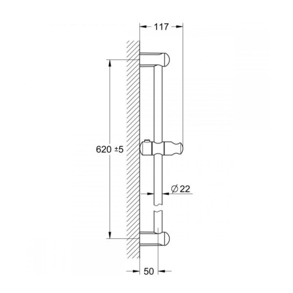 画像2: グローエ　2752300J　シャワー＆シャワーシステム シャワーパーツ ウォールバー 620mm クローム [■] (2)