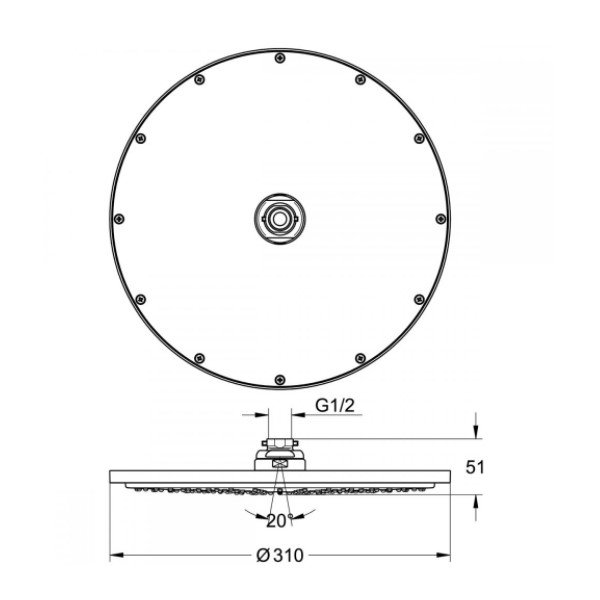 画像2: グローエ　2747700J　シャワー＆シャワーシステム ヘッドシャワー モダン オーバーヘッドシャワー 310mm クローム [■] (2)