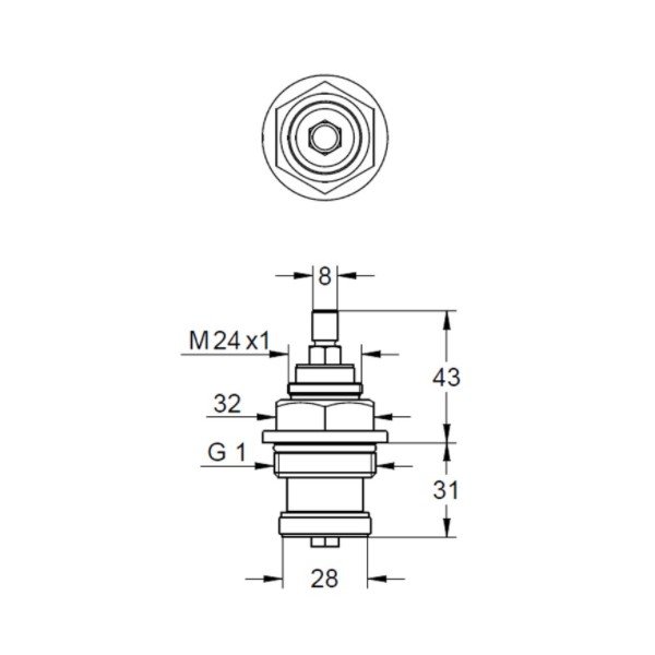 画像2: グローエ　07026000　パーツ ヘッドパーツ ショートスピンドルタイプ サイズ1”用 左回転開栓 [■] (2)