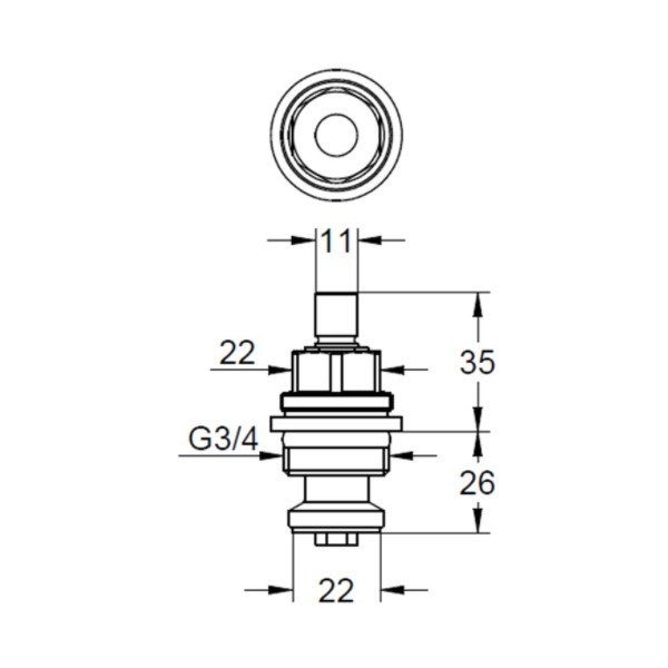 画像2: グローエ 07156000 パーツ ヘッドパーツ ショートスピンドルタイプ サイズ3/4”用 旧タイプ 左回転開栓 ♪ (2)