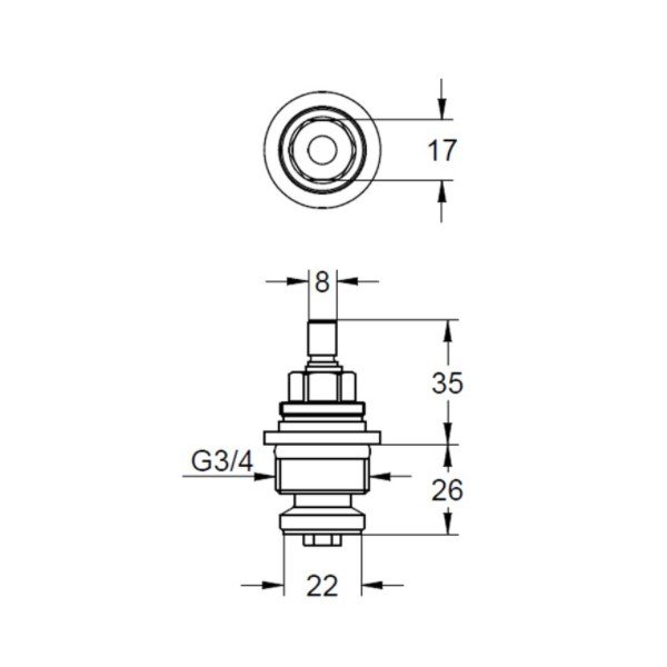 画像2: グローエ 07025000 パーツ ヘッドパーツ ショートスピンドルタイプ サイズ3/4”用 新タイプ 左回転開栓 ♪ (2)
