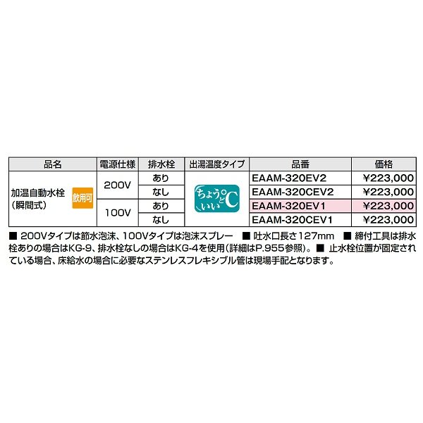 画像2: ゆプラス INAX/LIXIL　EAAM-320CEV1　加温自動水栓(瞬間式) ヒートオートマージュMX 100Vタイプ [◇] (2)