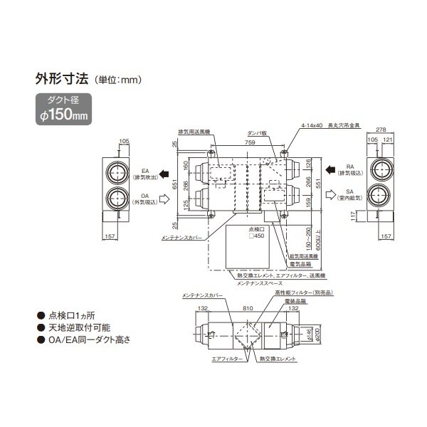 画像4: ダイキン　VAM25KYC　換気扇 全熱交換器ユニット ベンティエール 天井埋込ダクト形 標準 単相200V CO2センサー付き [♪■] (4)