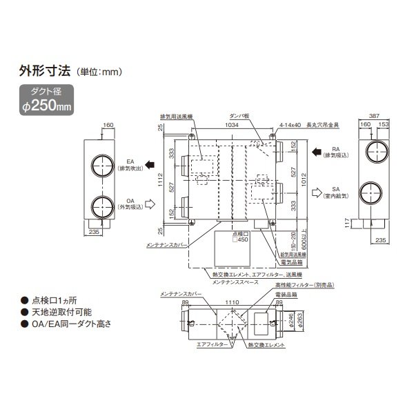 画像4: ダイキン　VAM800K　換気扇 全熱交換器ユニット ベンティエール 天井埋込ダクト形 標準 単相200V [♪■] (4)