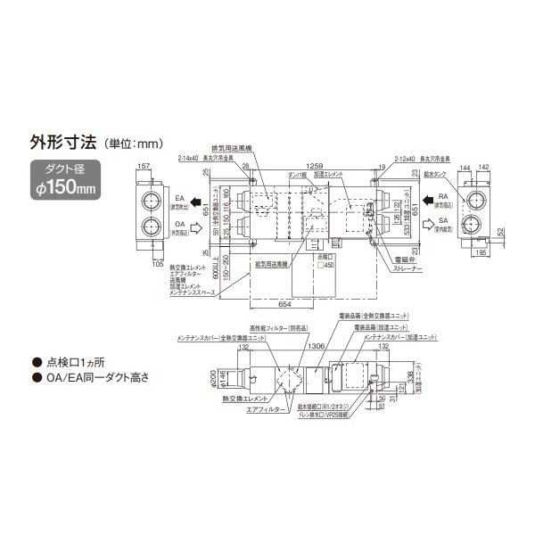 画像4: ダイキン　VAM25KMS　換気扇 全熱交換器ユニット ベンティエール 天井埋込ダクト形 加湿付単相100V [♪■] (4)