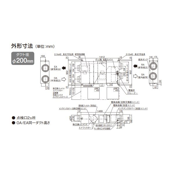 画像4: ダイキン　VAM65KM　換気扇 全熱交換器ユニット ベンティエール 天井埋込ダクト形 加湿付単相200V [♪■] (4)