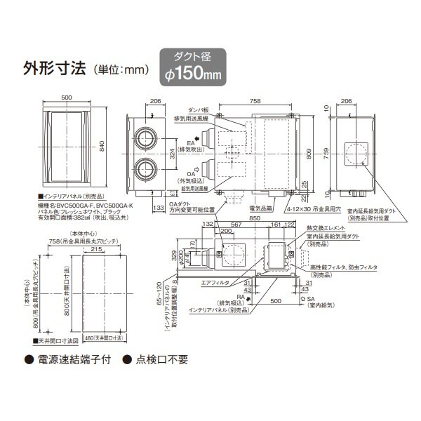 画像4: ダイキン 【VAC35GFYC + インテリアパネル(BVC500GA-F) 】 全熱交換器ユニット ベンティエール 天井埋込カセット形 単相200V CO2センサー付き [♪■] (4)