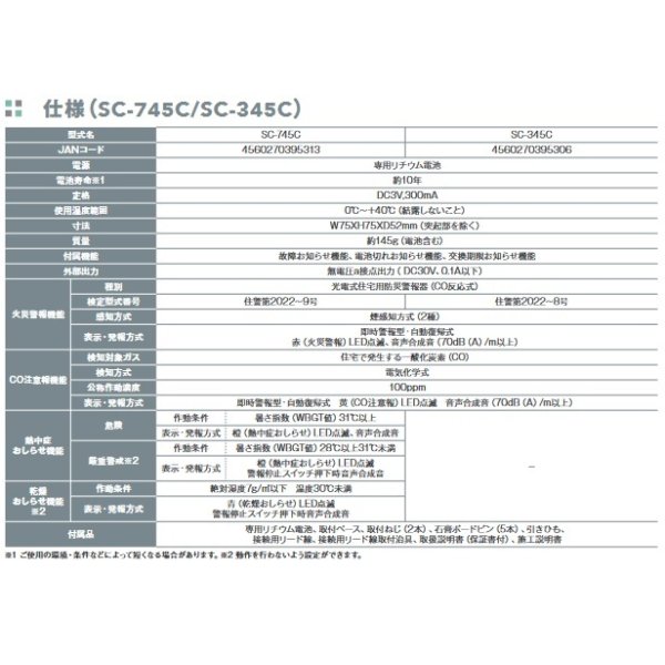 画像3: 新コスモス　SC-745C　住宅用火災警報器 一酸化炭素検知 プラシオ CO反応式 CO注意報 熱中症/乾燥おしらせ 電池式 [■【本州四国送料無料】] (3)