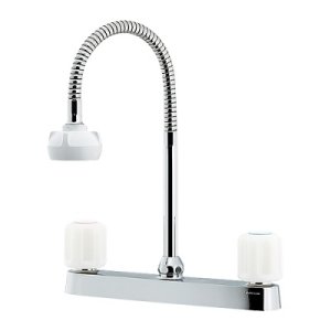 画像: 水栓金具 カクダイ 151-017 2ハンドル混合栓(シャワーつき)