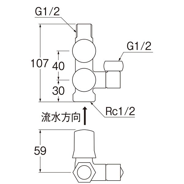 画像2: 水栓金具 三栄水栓　B3111A-R2-13-B　スマートヘッダー 袋ナット回転式 (2)