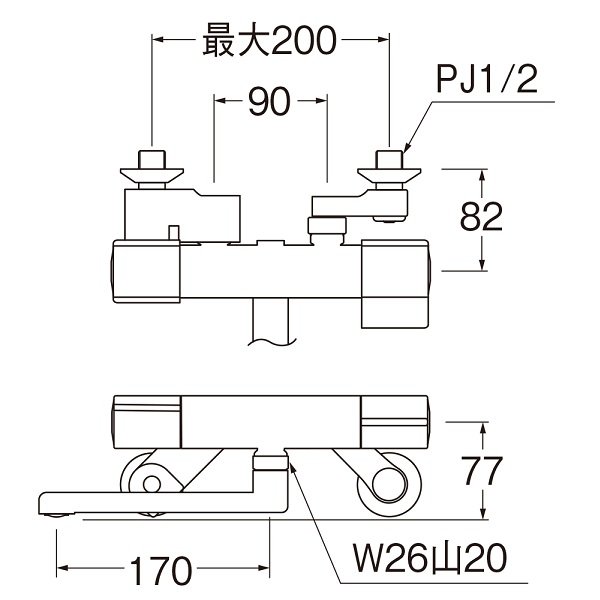 画像2: 水栓金具 三栄水栓　K18C　サーモ混合栓 クロム (2)