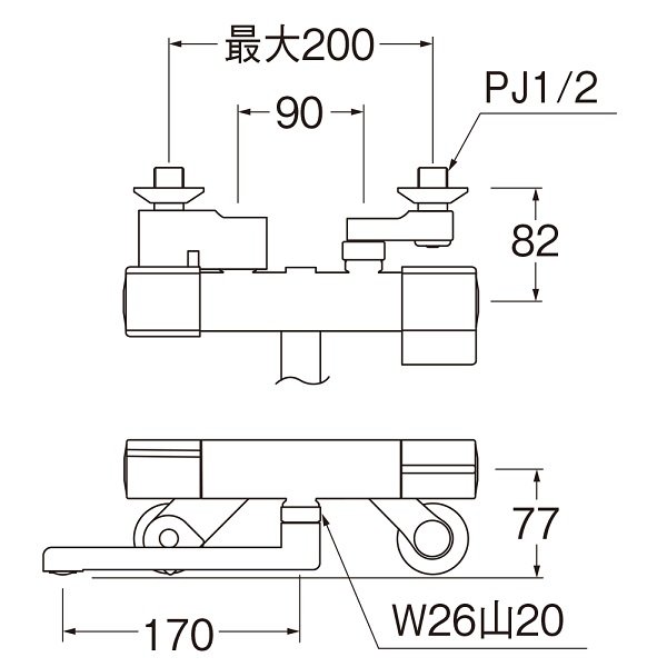 画像2: 水栓金具 三栄水栓　K18CK　サーモ混合栓 寒冷地 クロム (2)