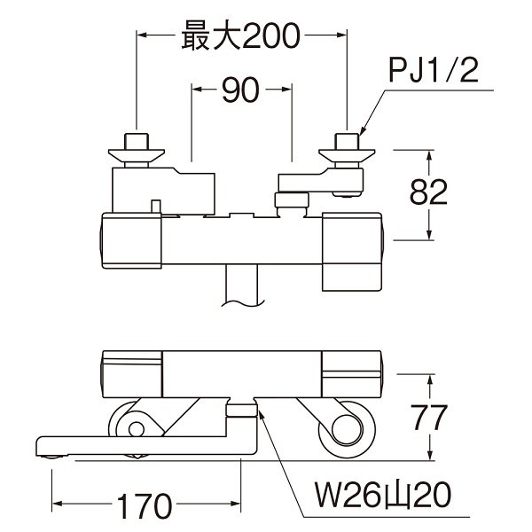 画像2: 水栓金具 三栄水栓　K18C-MDP　サーモ混合栓 マットブラック (2)
