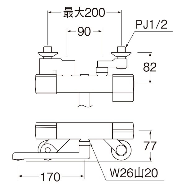 画像2: 水栓金具 三栄水栓　K18CK-MDP　サーモ混合栓 寒冷地 マットブラック (2)