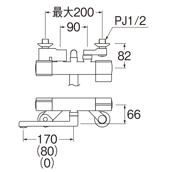 画像2: 水栓金具 三栄水栓　SK18C-5-N　サーモシャワー混合栓 壁付 パイプ長さ0 (2)