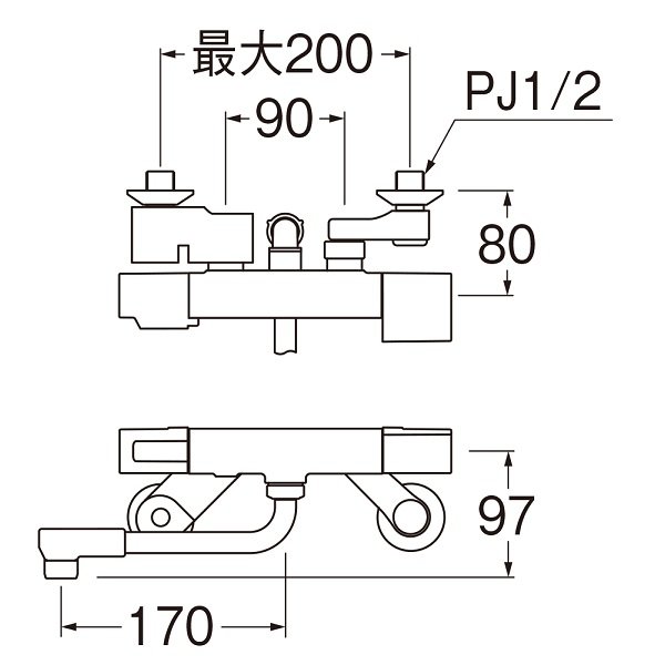 画像2: 水栓金具 三栄水栓　SK1811-1　サーモシャワー混合栓 壁付 (2)