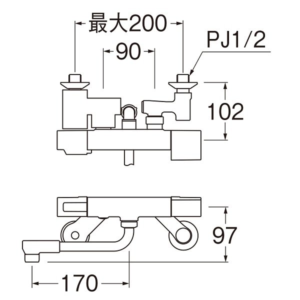 画像2: 水栓金具 三栄水栓　SK1811-3U　サーモシャワー混合栓 壁付 ベンリー偏心管付 (2)