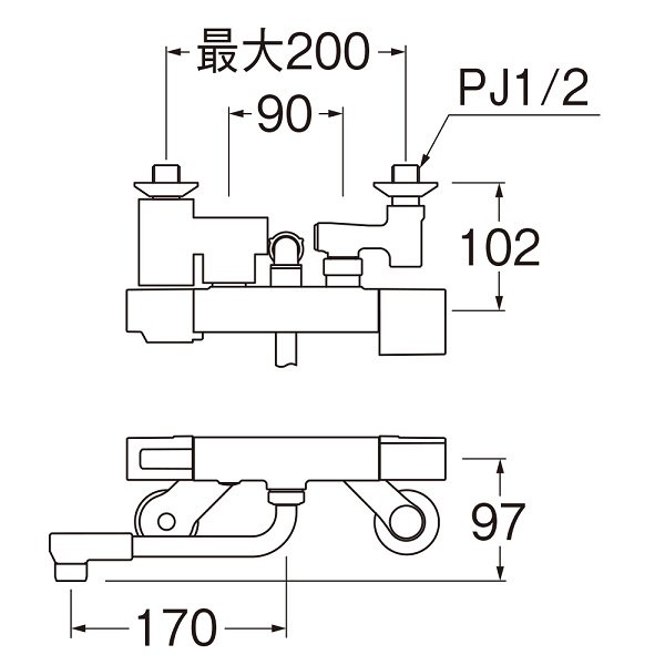 画像2: 水栓金具 三栄水栓　SK1811K-3U　サーモシャワー混合栓 壁付 ベンリー偏心管付 寒冷地 (2)