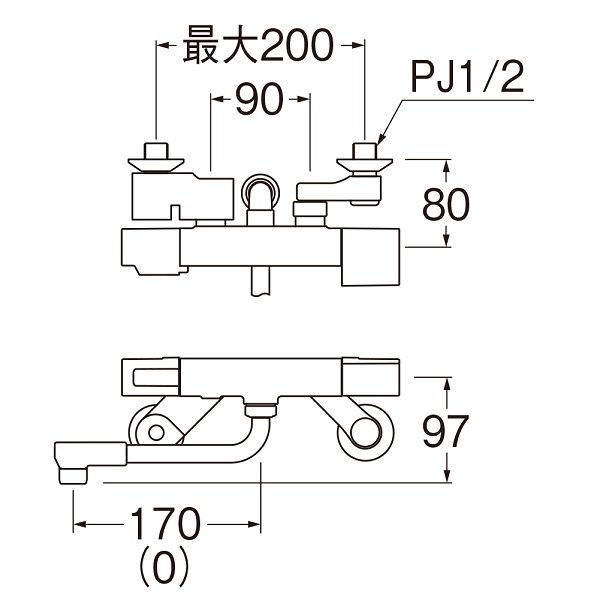 画像2: 水栓金具 三栄水栓　SK1811CTK-N　サーモシャワー混合栓 壁付 パイプ長さ0 寒冷地 (2)