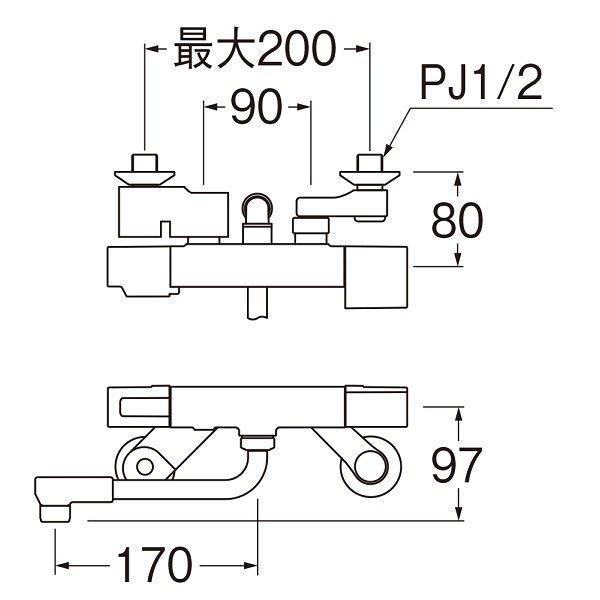 画像2: 水栓金具 三栄水栓　SK1811DC　サーモシャワー混合栓 壁付 (2)