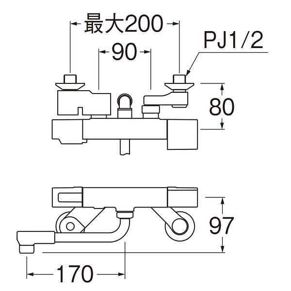 画像2: 水栓金具 三栄水栓　SK1811DCK　サーモシャワー混合栓 壁付 寒冷地 (2)