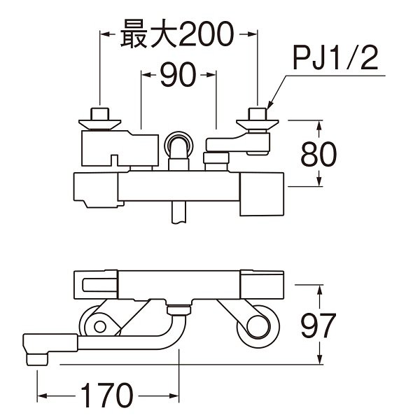 画像2: 水栓金具 三栄水栓　SK1811TK　サーモシャワー混合栓 壁付 寒冷地 (2)