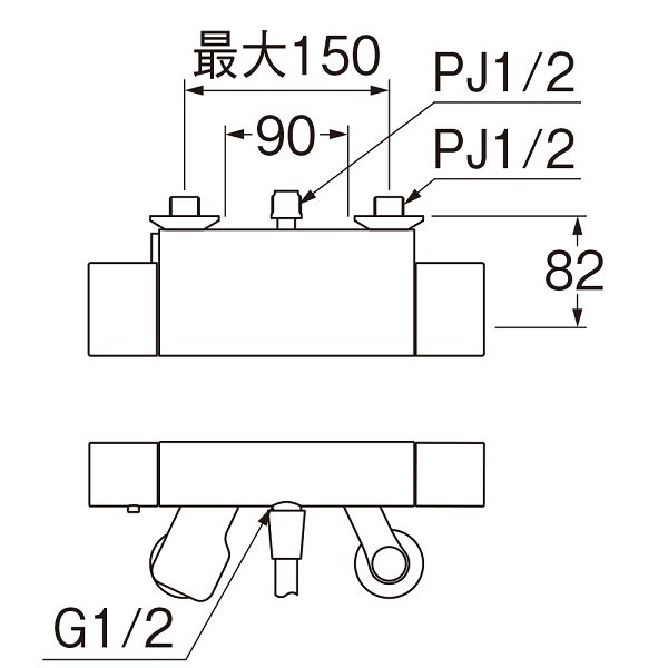 画像2: 水栓金具 三栄水栓　SK18502A-9S　サーモシャワー混合栓 壁付 オーバーヘッドシャワー別売 (2)