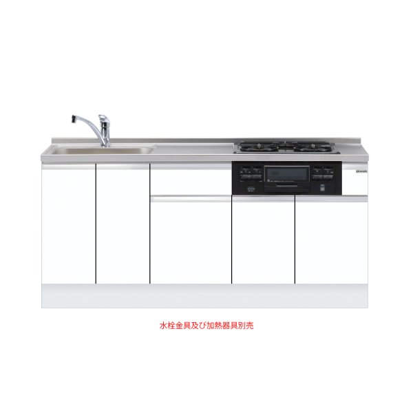 画像1: onedo/ワンド/旧マイセット KTD6-85-180DS3G-(左)-[SW] ホワイト KTD6型 深型 ビルトイン流し台 トップ出し ベースキャビネット 間口180cm 奥行60cm 左 [♪] (1)