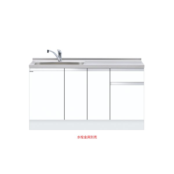 画像1: onedo/ワンド/旧マイセット KTD6-85-150DS-(左)-[SW] ホワイト KTD6型 深型 組合せ型流し台 トップ出し 一槽流し台 間口150cm 奥行60cm 左 [♪] (1)