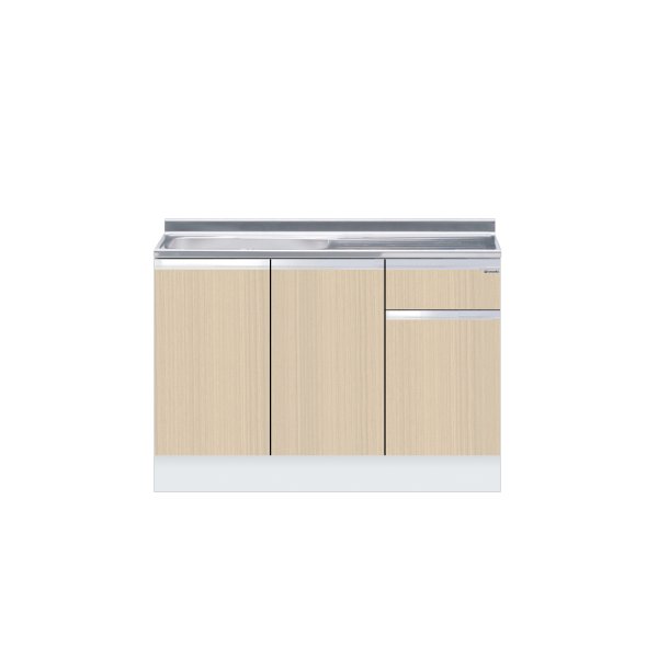 画像1: onedo/ワンド/旧マイセット KTD5-85-105S-(左)-[LG] 木目 KTD5型 ハイトップ 組合せ型流し台 壁出し 一槽流し台 間口105cm 奥行55cm 左 [♪] (1)