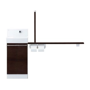 画像: INAX/LIXIL YL-DA83STW15J コフレル ワイド(壁付) 手すりカウンター キャビネットタイプ(左右共通) 1500サイズ  温水自動水栓 壁排水 [♪]